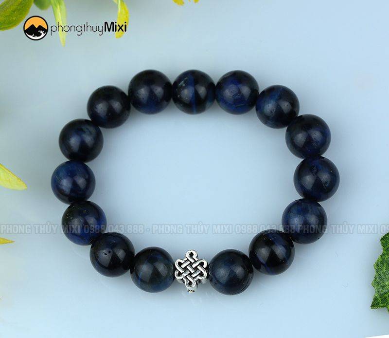 Vòng tay Mắt hổ xanh đen mix bạc